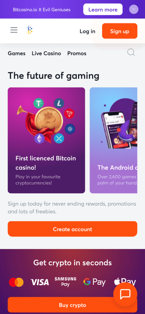 Casino móvil Bitcasino.io