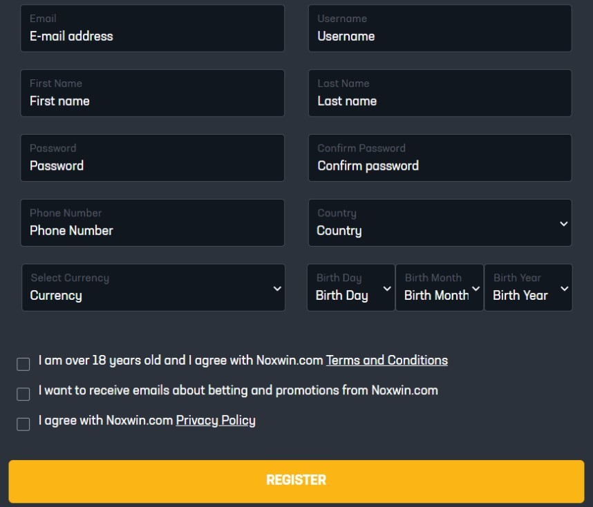 Noxwin Registration